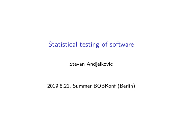 statistical testing of software