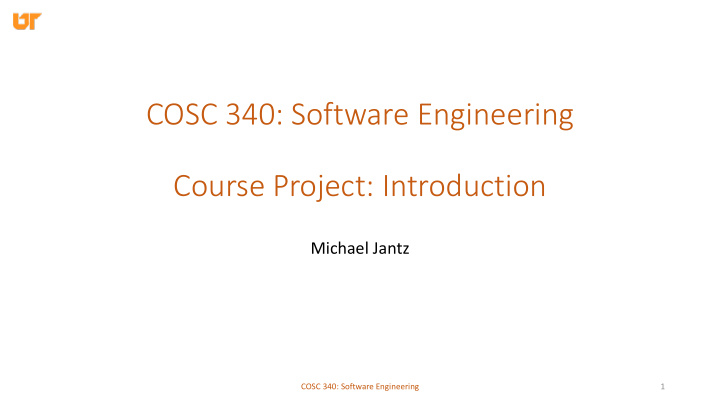 cosc 340 software engineering course project introduction