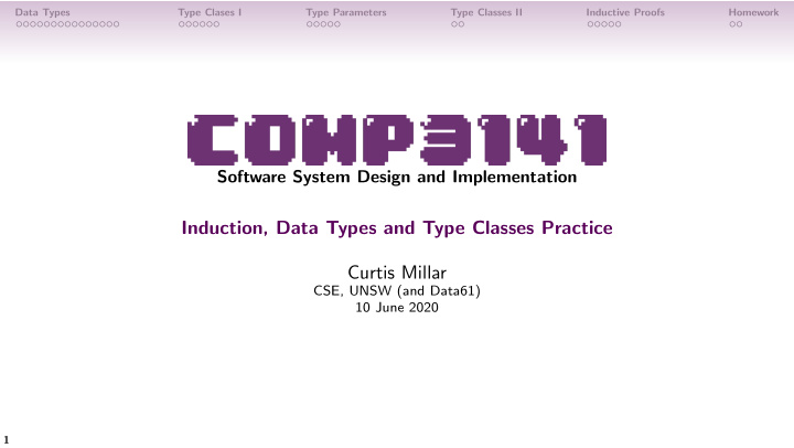 induction data types and type classes practice curtis