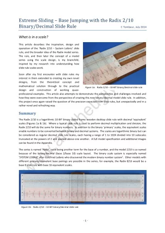 Extreme Sliding  Base Jumping with the Radix 2/10 Binary/Decimal Slide Rule  C Tombeur, July