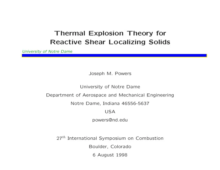 thermal explosion theory for reactive shear localizing