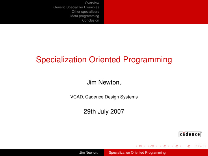 specialization oriented programming