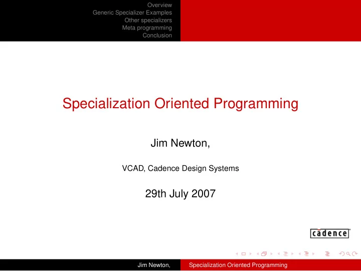 specialization oriented programming