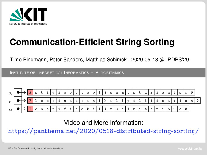 communication efficient string sorting