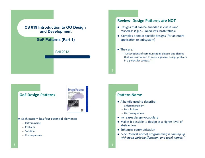 review design pa erns are not
