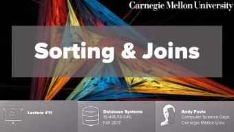 Sorting &amp; Joins  Database Systems  Andy Pavlo  Lecture #11  15-445/15-645  Computer Science