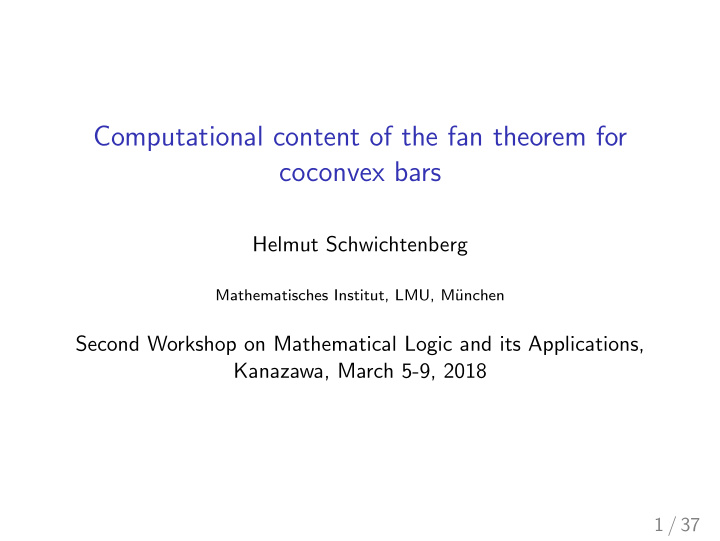 computational content of the fan theorem for coconvex bars