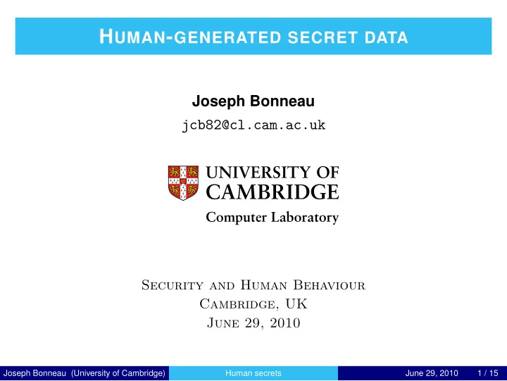 the simple english guide to human generated secrets