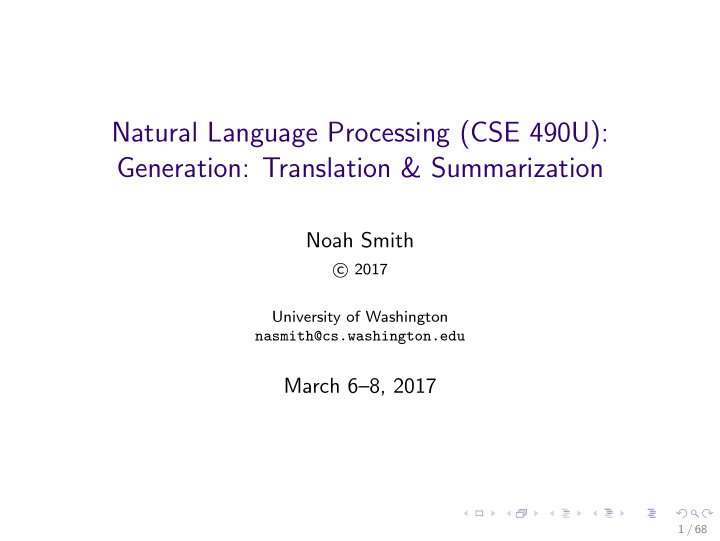 natural language processing cse 490u generation