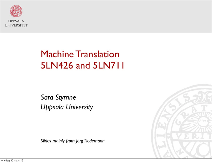 machine translation 5ln426 and 5ln711