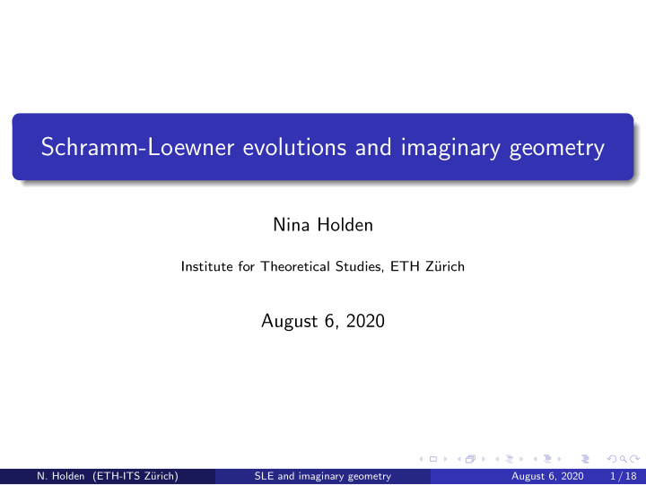 schramm loewner evolutions and imaginary geometry