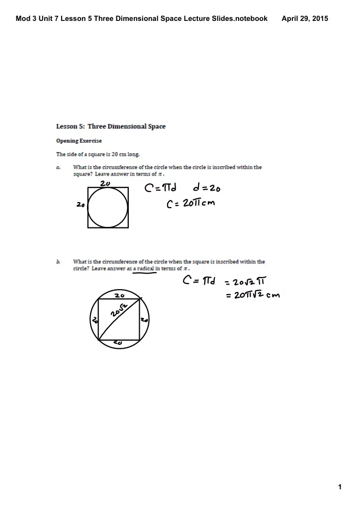 mod 3 unit 7 lesson 5 three dimensional space lecture