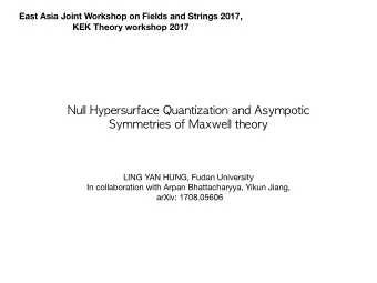 Null Hypersurface Quantization and Asympotic Symmetries of Maxwell theory LING YAN HUNG, Fudan