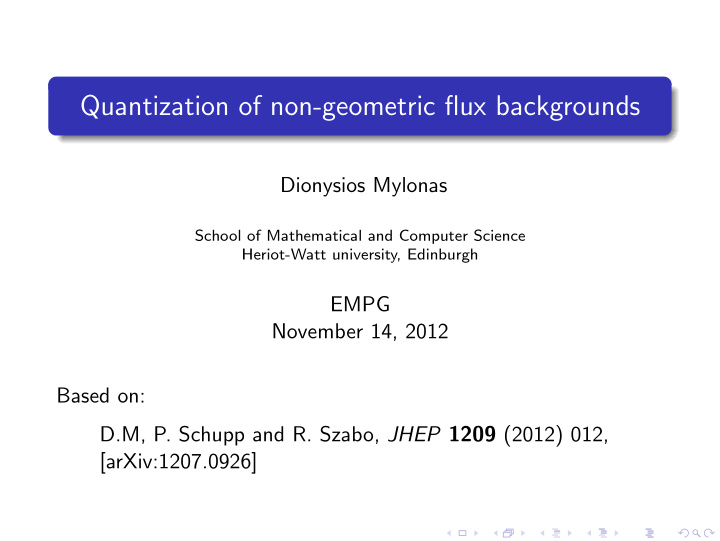 quantization of non geometric flux backgrounds