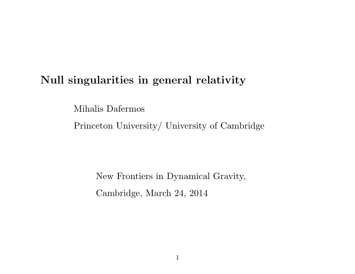 null singularities in general relativity