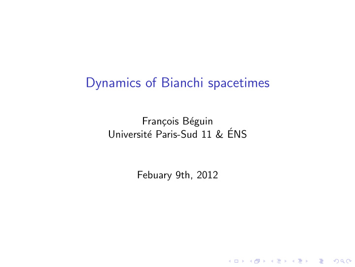 dynamics of bianchi spacetimes
