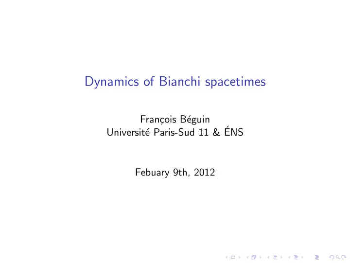 dynamics of bianchi spacetimes