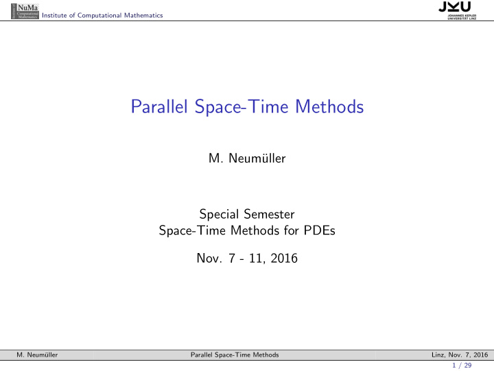 parallel space time methods