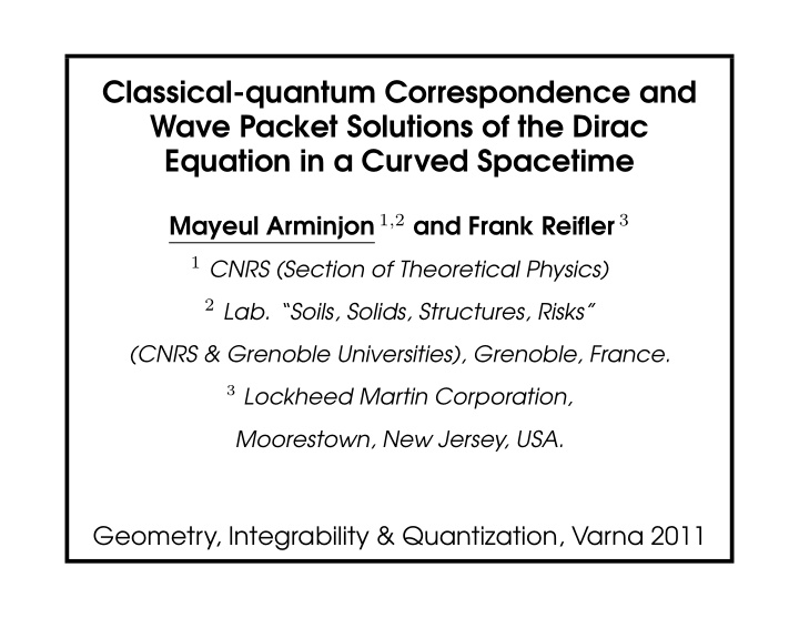 classical quantum correspondence and wave packet
