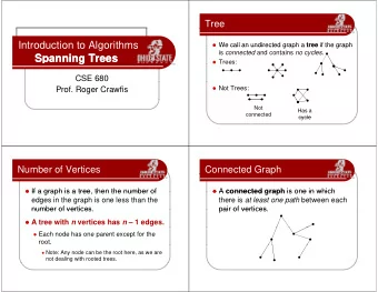 Spanning Trees  Spanning Trees  g  Trees:  CSE 680  Not Trees:  Prof. Roger Crawfis  Not  Has