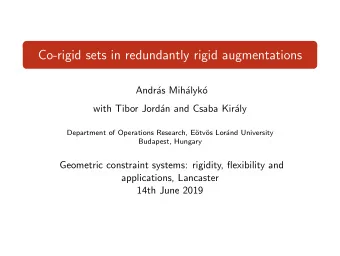 Co-rigid sets in redundantly rigid augmentations  Andr  as Mih  alyk  o  with Tibor Jord