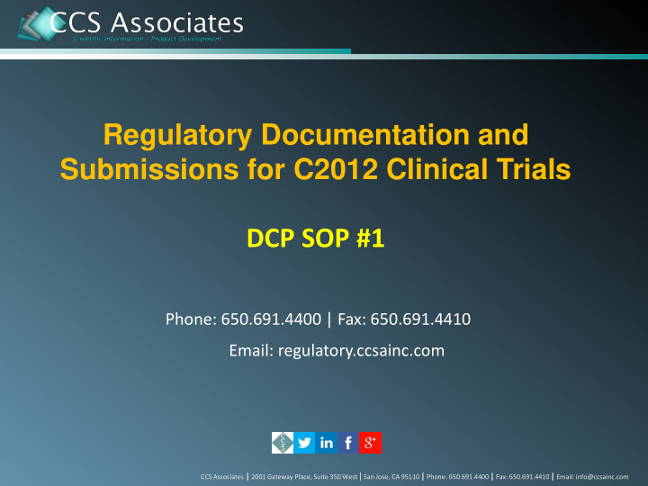 regulatory documentation and submissions for c2012