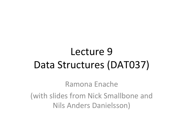 lecture 9 data structures dat037
