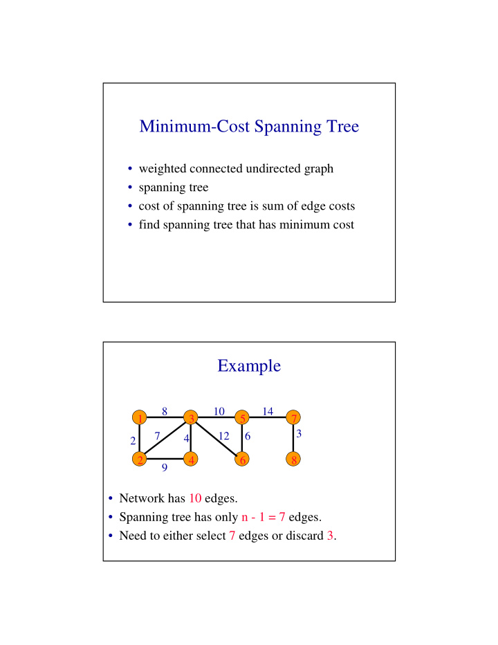 minimum cost spanning tree