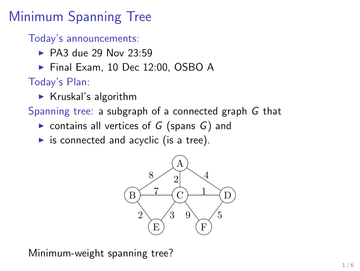 minimum spanning tree