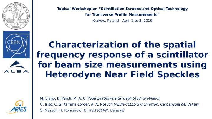 characterization of the spatial frequency response of a