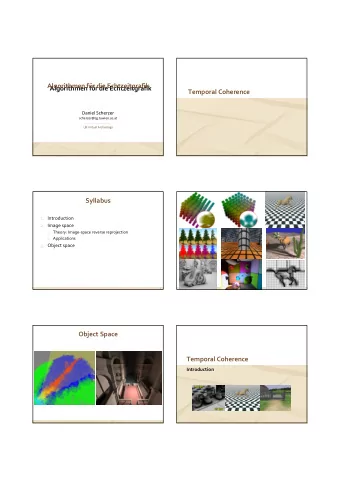 Algorithmen fr die Echtzeitgrafik  Algorithmen fr die Echtzeitgrafik  Temporal Coherence