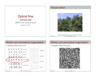 Optical flow  Subhransu Maji  CMPSCI 670: Computer Vision  October 20, 2016  Many slides adapted