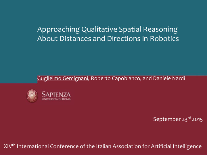 approaching qualitative spatial reasoning about distances