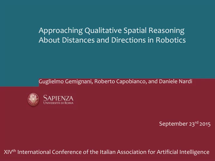 approaching qualitative spatial reasoning about distances