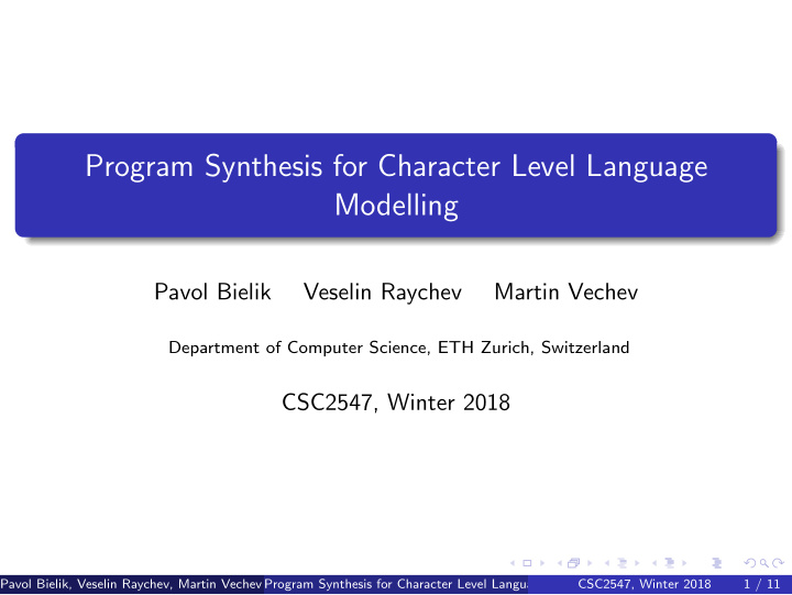program synthesis for character level language modelling