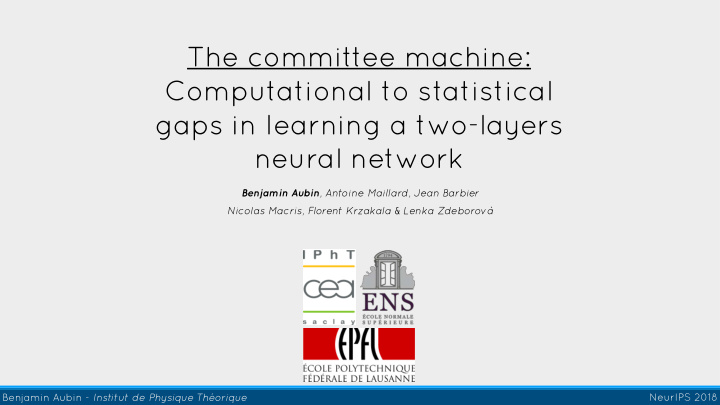 the committee machine computational to statistical gaps