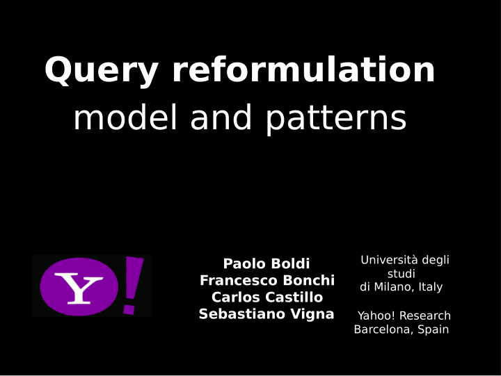 query reformulation model and patterns