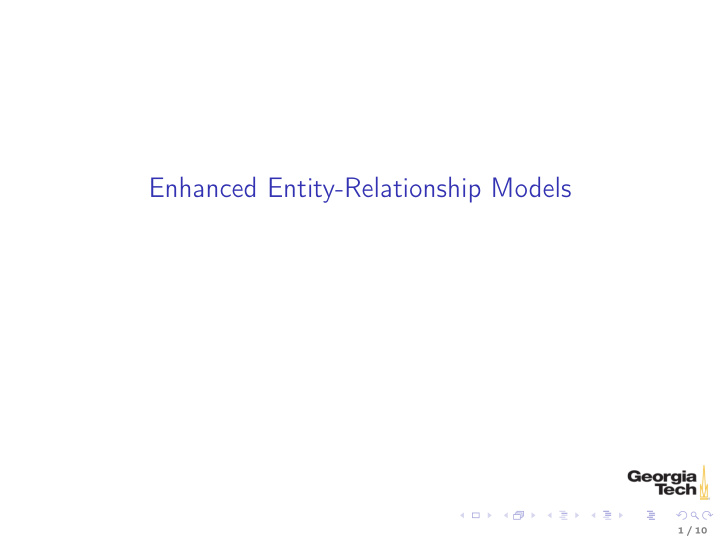 enhanced entity relationship models