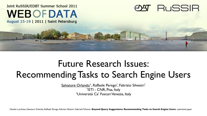 future research issues recommending tasks to search