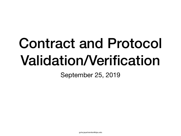 contract and protocol validation verification