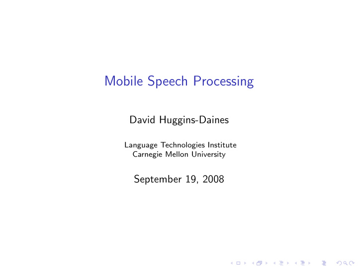 mobile speech processing