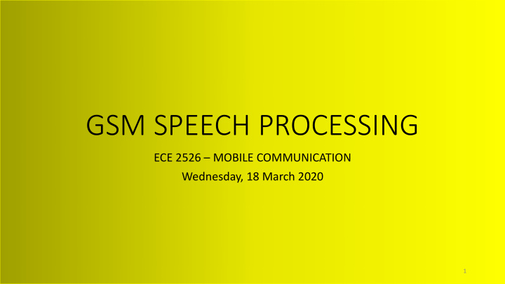 gsm speech processing