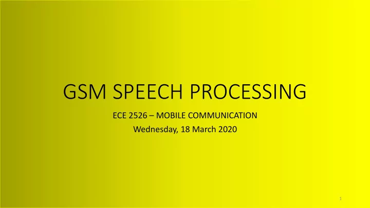 gsm speech processing