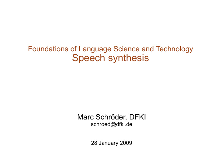 speech synthesis