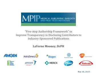 Five - step Authorship Framework to  Improve Transparency in Disclosing Contributors to