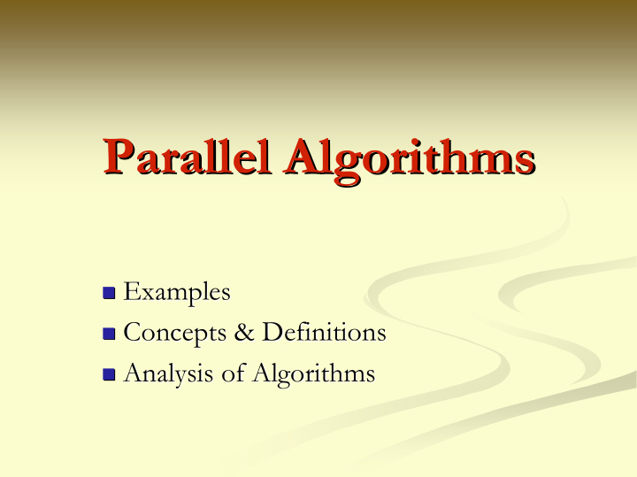 parallel algorithms parallel algorithms