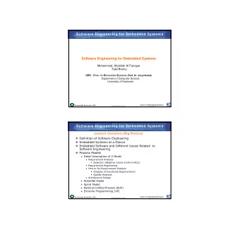 Softw are Engineering for Em bedded System s  Software Engineering for Embedded Systems  Mohammad.