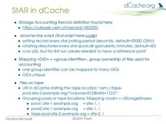 StAR in dCache  Storage Accounting Record definition found here: