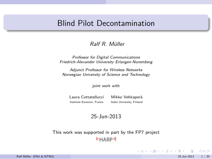 blind pilot decontamination