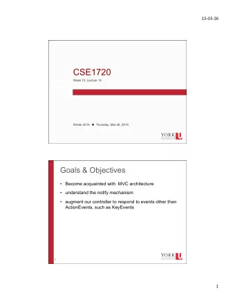 CSE1720  Week 10, Lecture 19  Click to edit Master text styles  Second level  Third level  Fourth